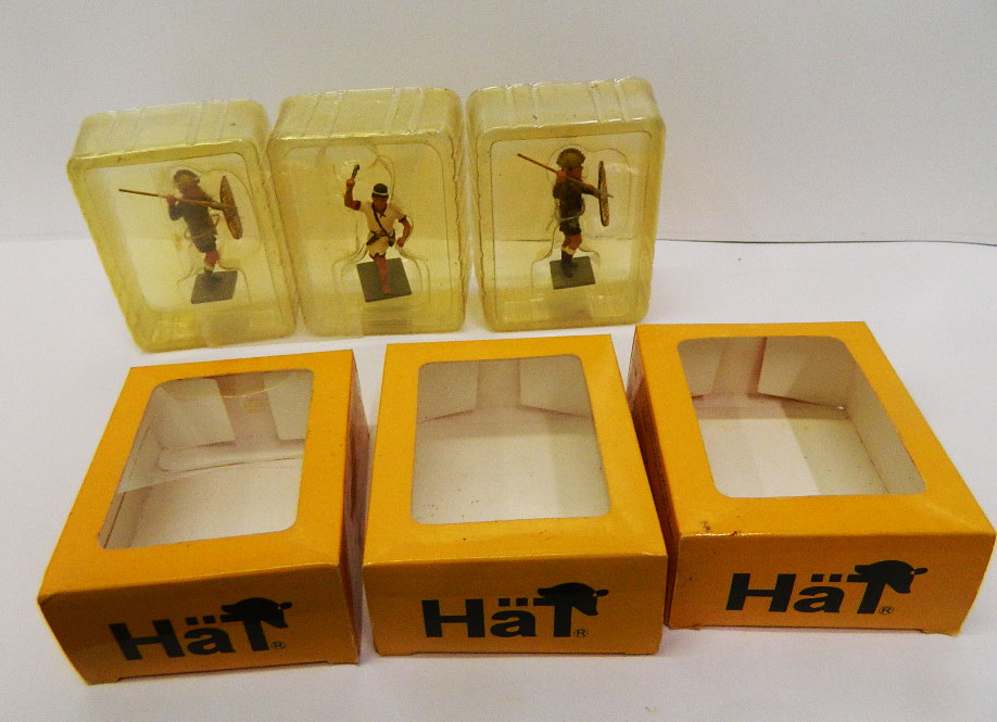 GR01_2025 HAT 32003 32004 3 GUERRIERI CARTAGINESI IN METALLO DIPINTI INTROVABILI VINTAGE SCALA 1/32