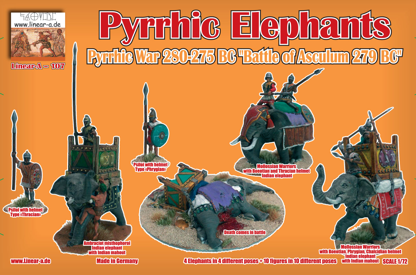 107 LINEAR Pyrrhic Elephants Pyrrhic War 280-275 BC "Battle of Asculum 279 BC" (BIG SET)