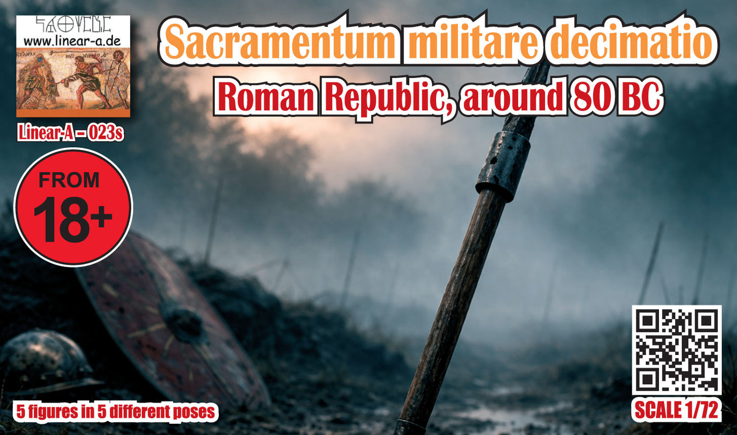 023S LINEAR Sacramentum militare / decimatio with 5 instead of 4 figures Roman Republic around 80BC
