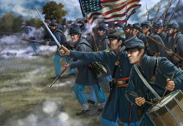 0150 STRELETS 1/72 US Union Infantry in Attack