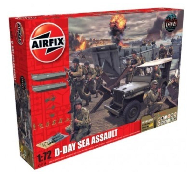 AX50156A AIRFIX D-Day 75th Anniversary Sea Assault Gift Set (gift or starter set with paints, paint brush and poly cement) 1/76