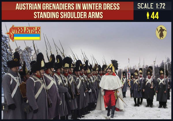 0206 STRELETS Austrian Grenadiers in Winter Dress Standing Shoulder Arms Napoleonic 1/72