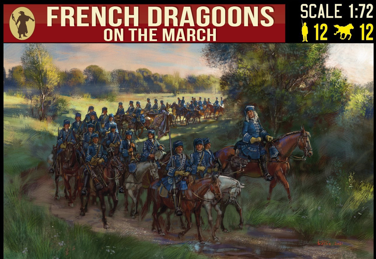 0251 STRELETS French Dragoons on the March. War of the Spanish Succession 1/72