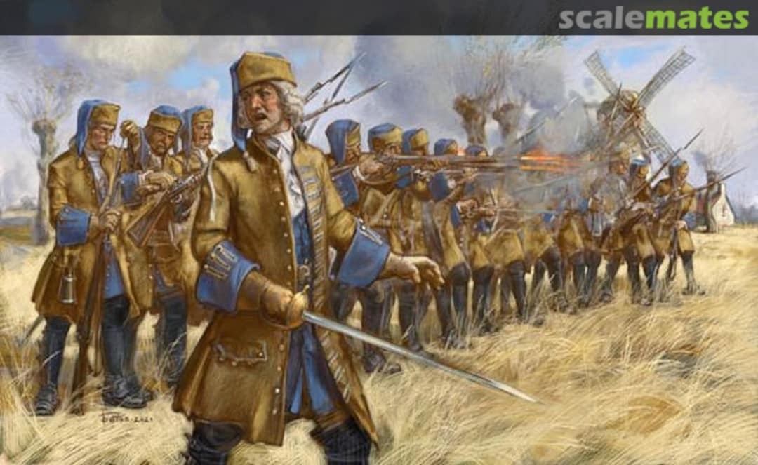 0254 STRELETS Dismounted French Dragoons in Skirmish War of the Spanish Succession 1/72