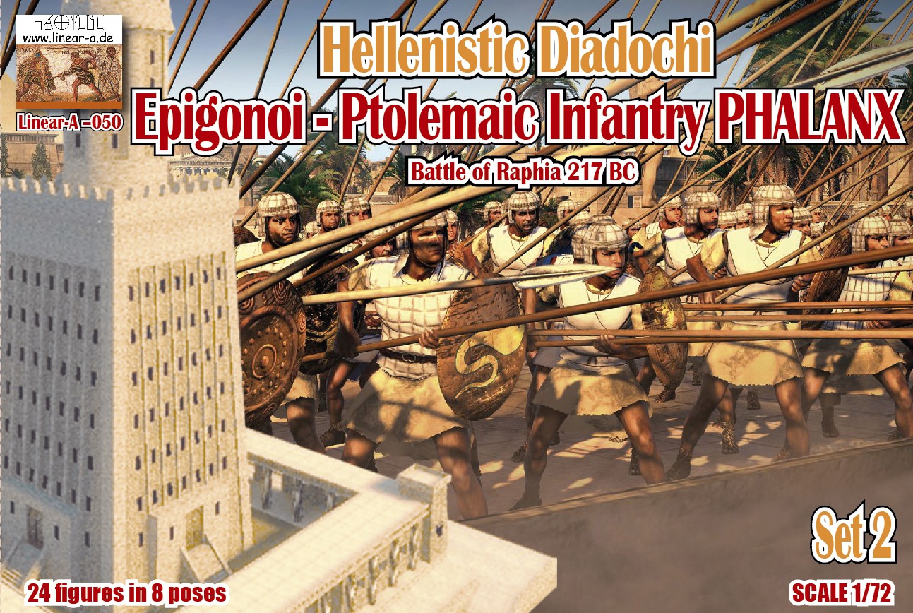 050 LINEAR HELLENISTIC DIADOCHI / EPIGONOI - PTOLEMAIC INFANTRY PHALANX EGYPT SET 2 "BATTLE OF RAPHIA 217 BC 1/72