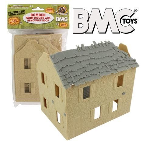 49996 BMC WW2 Damaged Two Story House (Gray/Tan) 1/32