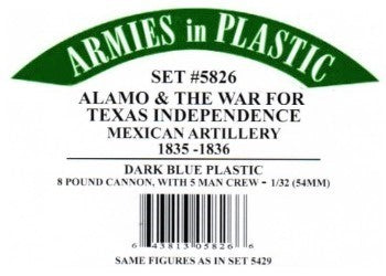 5826 ARMIES IN PLASTIC 1/32 The Alamo & The War for Texas Independence - Mexican Artillery 1835-1836