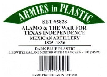 5828 ARMIES IN PLASTIC 1/32 The Alamo & The War for Texas Independence - Mexican Artillery 1835-1836
