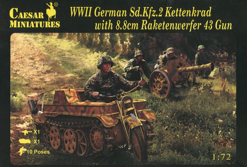 CAESAR H096 WWII German Sd.Kfz.2 Kettenkrad & Raketenwerfer 43