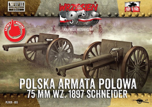 WWH033 FIRST TO FIGHT KITS  Polish Field Cannon 75mm Schneider (2 in a box)