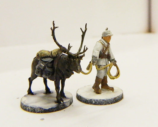 018 MAR.DAV NOT PAINTED FINNISH REINDEER TEAM WWII  1/72