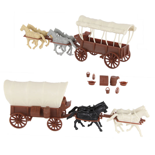 BMC 67420 - CTS Western Covered Wagons - Brown Pioneer Horse Cart