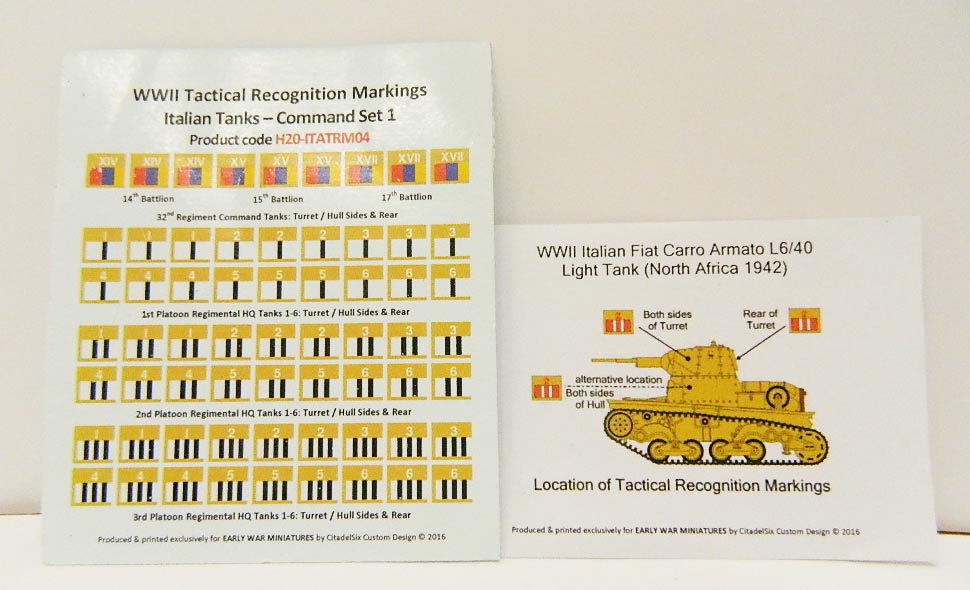 EWM H20-ITATRM04 DECALS WWII TACTICAL RECOGNITION