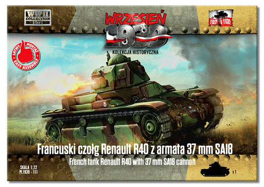 FTF111 FIRST TO FIGHT KITS French Renault R40 tank with SA18 gun 1/72