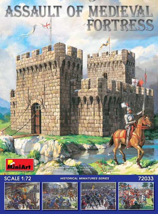 72033 MINIART SCALA 1/72  Assault of Medieval Fortress Kit include models of Medieval Fortress with Figures and Assault Units