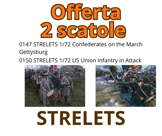 Gr011n STRELETS OFFERTA 2 SCATOLE  CONFEDERATE MARCHING VS UNION INFANTRY