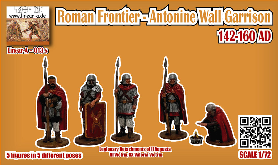 013S LINEAR Roman Frontier-Antonine Wall Garrison (142"160 AD) Legionary Detachments of II Augusta, VI Victrix & XX Valeria Victrix with 5 instead of 4 figures