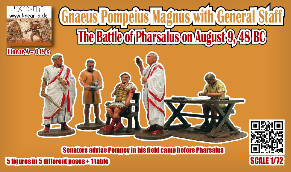 018S LINEAR Gnaeus Pompeius Magnus with General Staff
The Battle of Pharsalus on August 9, 48 BC.
