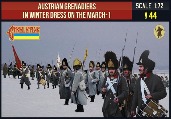 0209 STRELETS Austrian Grenadiers in Winter Dress on the March 1 Napoleonic 1/72
