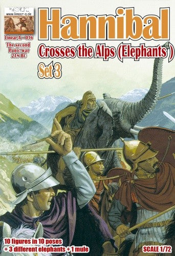 016 LINEAR Hannibal Crosses the Alps Set 3 ELEPHANTS 1/72
