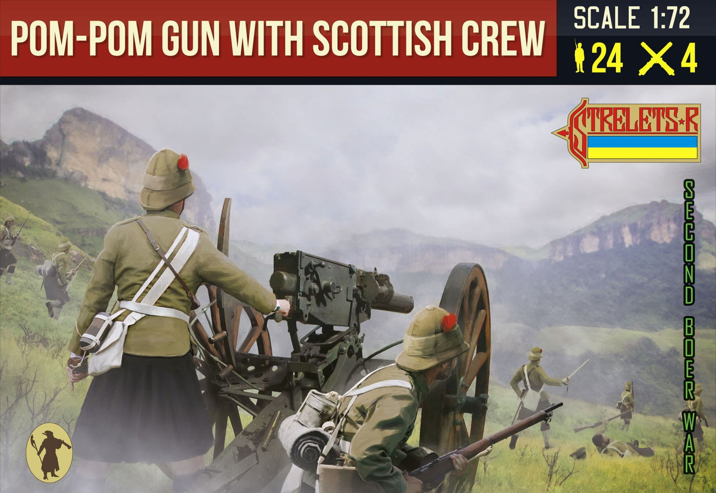 0189 STRELETS Pom-Pom Gun with British Crew Anglo-Boer War 1/72