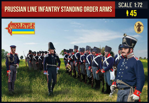 0211 STRELETS 1/72 Prussian Line Infantry in Summer Dress stading Order Arms Napoleonic