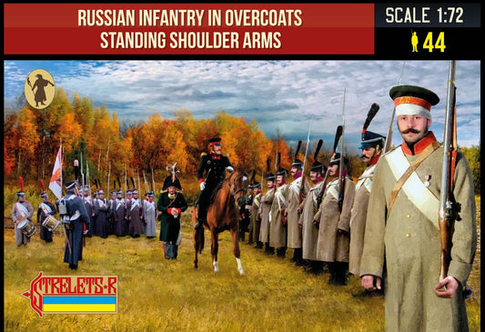 0218 STRELETS Russian Infantry in Overcoats Standing Shoulder Arms Napoleonic 1/72