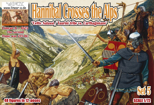 025 LINEAR -A Hannibal crosses the Alps Set 5 Celtic Salassi / Taurini tribe vs. Carthaginians 1/72