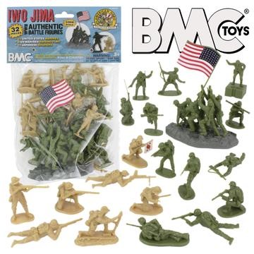 40032 BMC  WW2 IWO JIMA PLASTIC ARMY MEN - 32 AMERICAN AND JAPANESE SOLDIER FIGURES