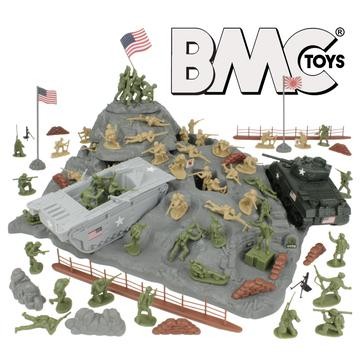 40036 BMC WW2 IWO JIMA PLASTIC ARMY MEN - ISLAND, TANKS & SOLDIERS 72PC PLAYSET