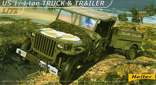 79997 HELLER SCALA 1/72 US 1/4 TON TRUCK & TRAILER
