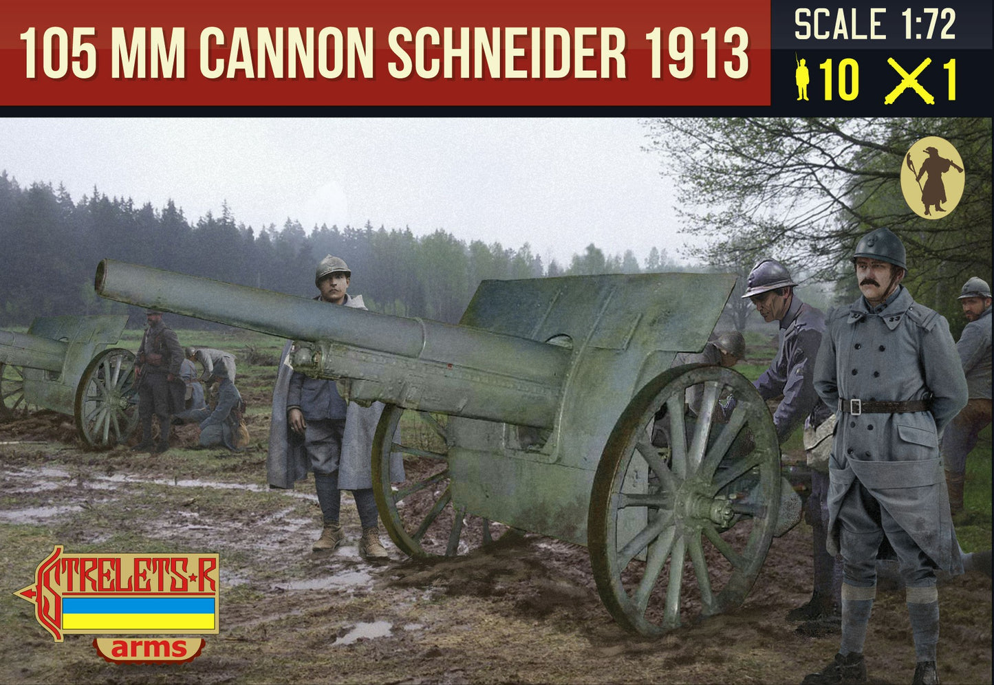 A015 STRELETS Canon de 105 mle 1913 Schneider with French Crew WWI 1/72