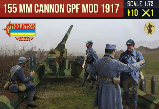 A018 STRELETS Canon de 155mm GPF mle 1917 with French Late War Crew in Winter Dress 1/72