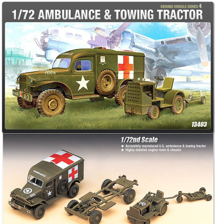 ACADEMY  13403  1/72 U.S. AMULANCE & TOW TRUCK