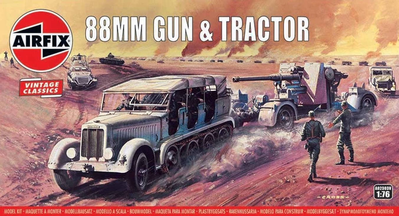 AX02303V AIRFIX 1/76 German 88mm Gun and Tractor  Vintage Classic series