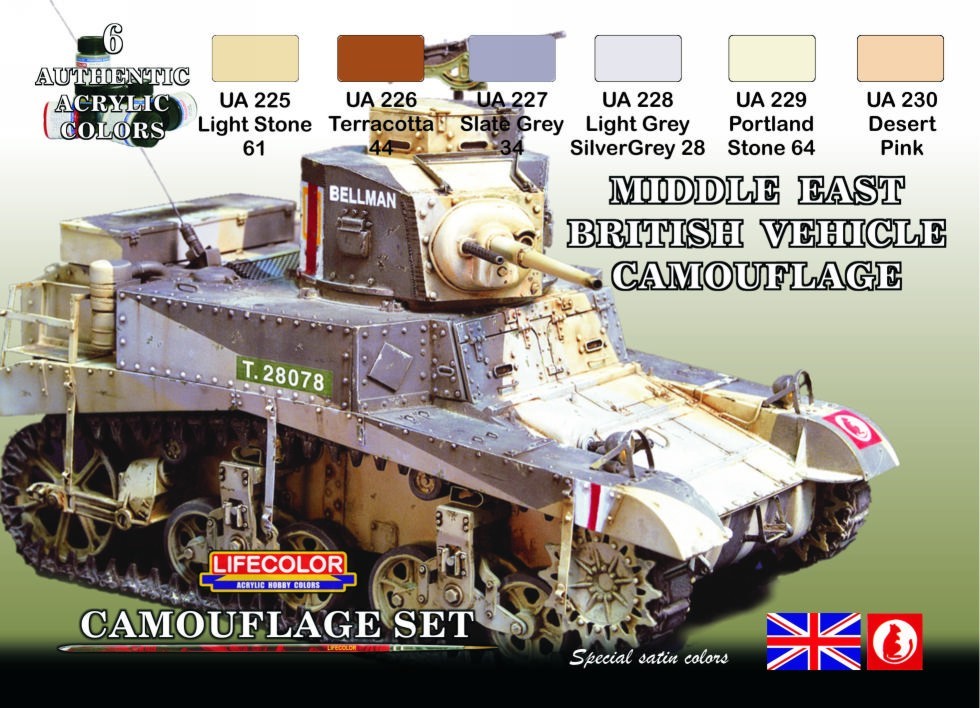 CS 16 LIFECOLOR ACRILICI PER  MIDDLE EAST BRITISH VEHICLE CAMOUFLAGE