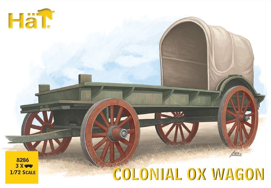 HAT 8286 Colonial Ox drawn Wagon (3 wagons per box) 1/72 ON SPRUE
