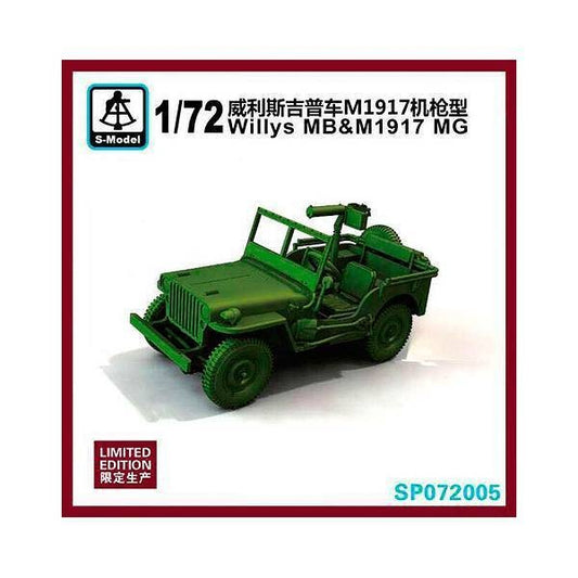 SPO72005 S-MODEL WILLYS MB&M1917 MG 1/72 Scale 1 CARRO