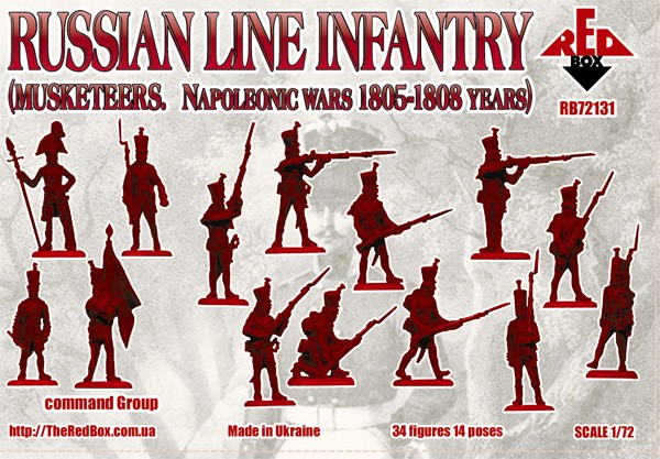REDBOX 72131 Napoleonic Wars - Russian Line Infantry (Musketeers). 1803-1807 - 34 figures
