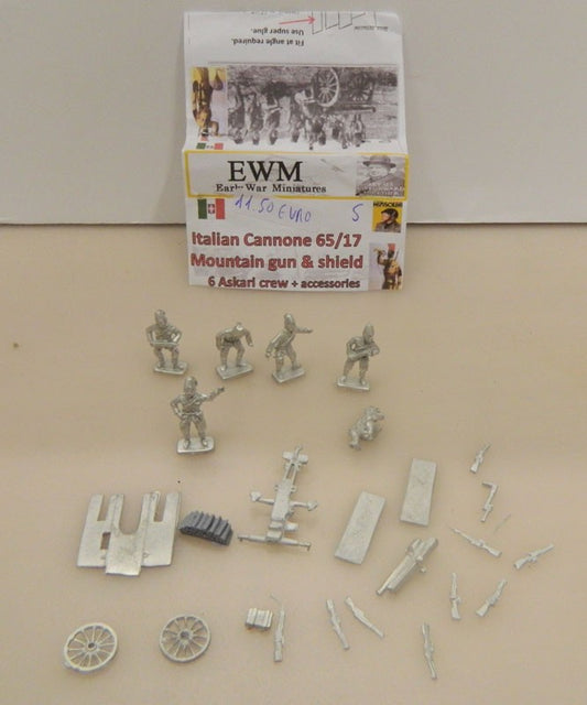 S0 EWM 1/72 Italian Cannone 65/17 Mountain gun & shield 6 Askari crew + accessories