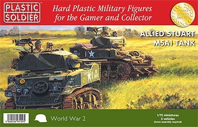 WW2V20014 THE PLASTIC SOLDIER COMPANY SCALA 1/72 M5 Stuart Tank Easy Assembly