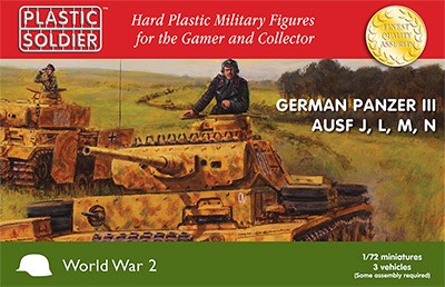 WW2V20018 THE PLASTIC SOLDIER COMPANY SCALA 1/72 Pz.Kpfw.III Ausf.J, Ausf.L Ausf.M and Ausf.N Tanks. 3 models in a box.