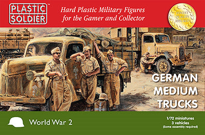 WW2V20020 THE PLASTIC SOLDIER COMPANY SCALA 1/72 German medium trucks. 3 x Opel Blitz trucks.