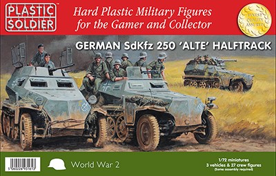 WW2V20022 THE PLASTIC SOLDIER COMPANY SCALA 1/72 German Sd.Kfz.250 alte Halftrack with Variants Kit.