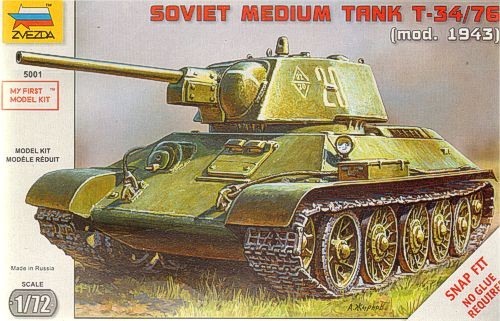 ZVEZDA 5001 Soviet Medium Tank Soviet T-34/76 (Mod. 1943) 1/72