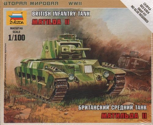 Zvezda 6171 Matilda II Tank Snapkit 1/100 - Modelbouw Zonder Lijm, 57mm