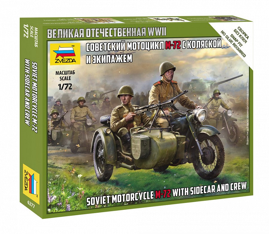 ZVEZDA 6277 Soviet motorcycle M-72 with sidecar and crew  SCALA 1/72